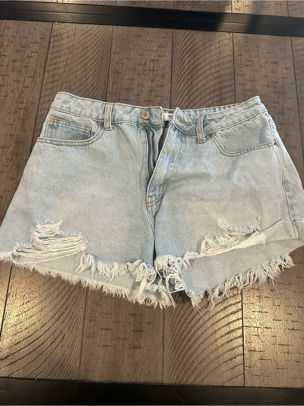 Forever 21 Light Blue Distressed Denim Cutoff Shorts